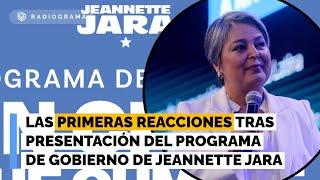 Las primeras reacciones tras presentación del programa de gobierno de Jeannette Jara