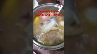 Delicious and Hot Shabu-Shabu and Yummy Gimbap     #shorts #food #soup #shortvideo