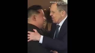 Warm kiss and hug! Russia's Lavrov meets North Korean leader Kim Jong Un during visit