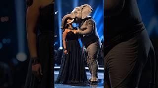 Elephant Woman's SHOCKING Kiss & Dance Leaves Judges Speechless! | AGT Wild Moment#shorts