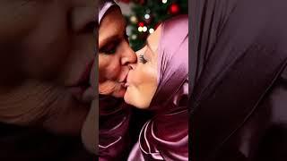 Purple Kisses of a Lesbian Couple