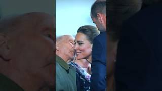 Princess Catherine getting a kiss from a 107 year old veteran.